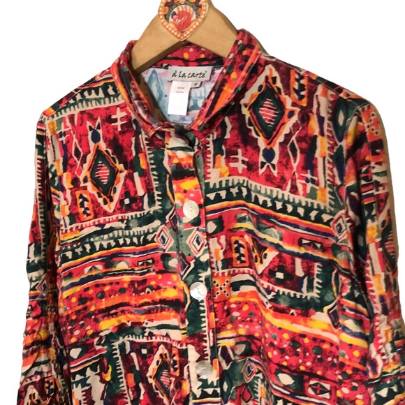 A La Carte vibrant abstract print top M - Picture 4 of 9